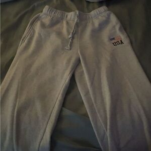 USA Embroidered Gray Men's Sweatpants